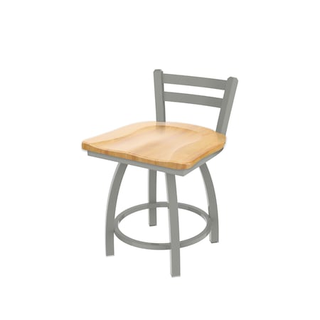 Holland Bar Stool Co 18" Low Back Swivel Vanity Stool, Nickel Finish, Nat Maple Seat 41118ANNatMpl